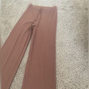 White Fox Adore You Ribbed Pants - Chocolate Size Medium